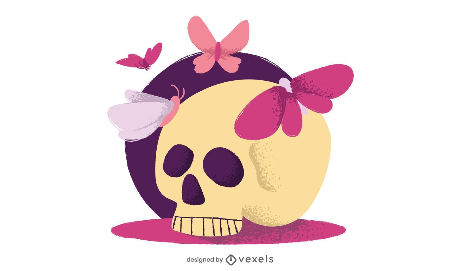 Flat Skull Simple Drawing Design