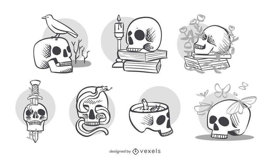 Decorative skulls set design Decorative skulls set design