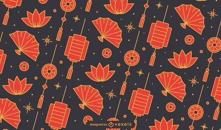 Diseño de patrón de abanico chino