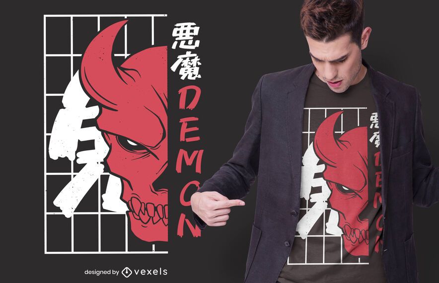 Design de camiseta oni com caveira Design de camiseta oni com caveira