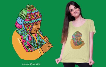 Peruvian musician t-shirt design Peruvian musician t-shirt design