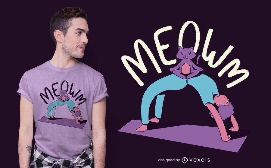 Design de camiseta para ioga miau Design de camiseta para ioga miau