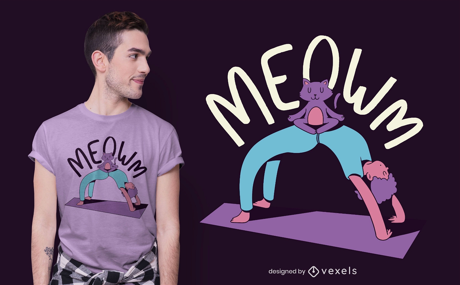 Design de camiseta para ioga miau