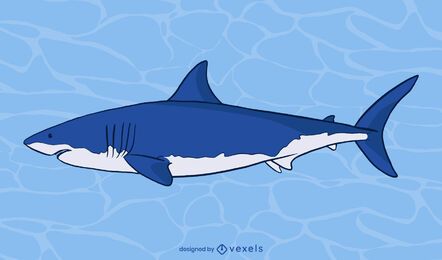 Diseño de ilustración de lado de gran tiburón blanco Diseño de ilustración de lado de gran tiburón blanco