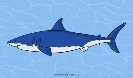 Great white shark side illustration design