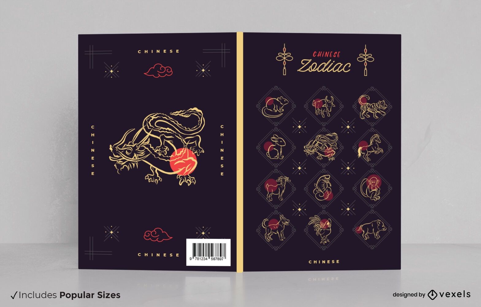 Buchcover-Design mit chinesischen Tierkreiszeichen