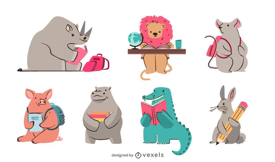 Paquete de diseño de estudios de animales lindos Paquete de diseño de estudios de animales lindos