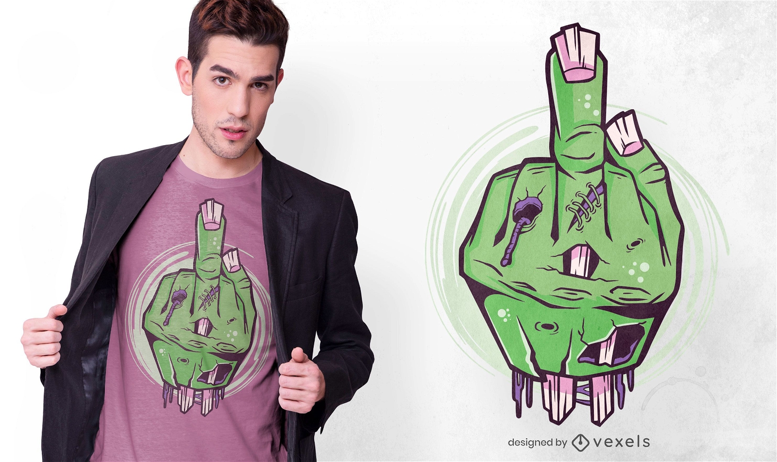 Zombie hand flipping off t-shirt design