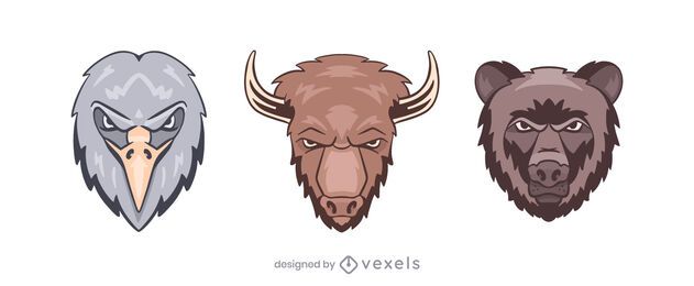 Eagle bison bear logo illustration set Eagle bison bear logo illustration set
