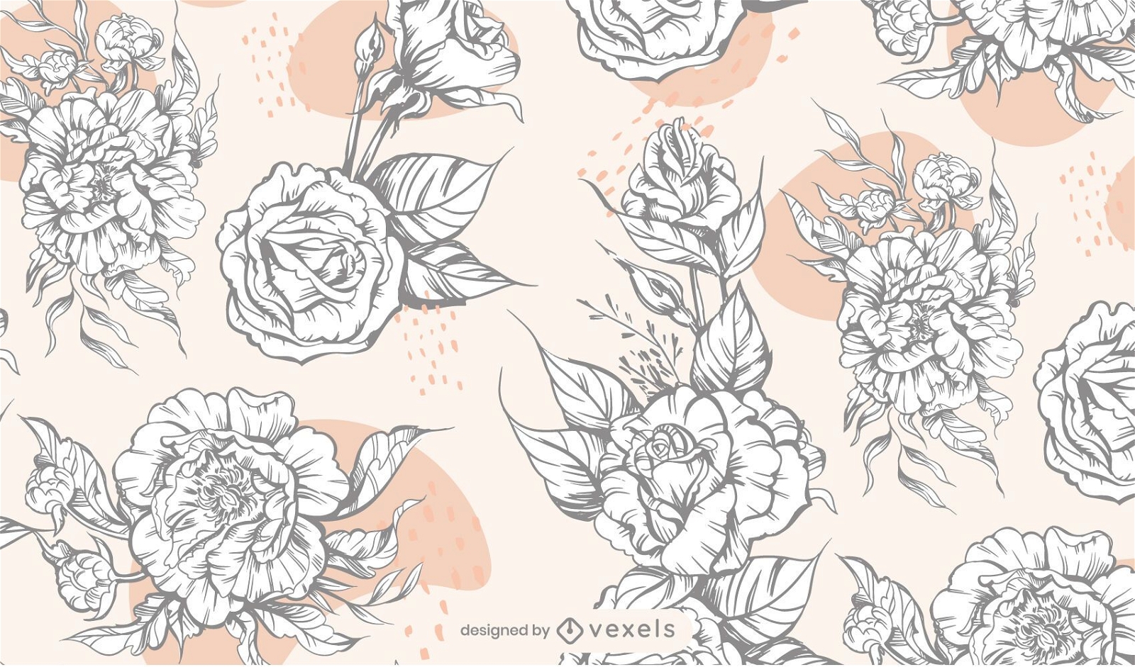 Black and white flowers pattern design
