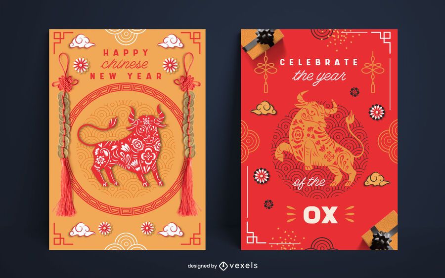 Chinesisches Neujahrsplakat-Set-Design Chinesisches Neujahrsplakat-Set-Design