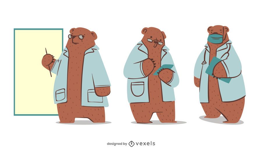 Bear doctor character set Bear doctor character set