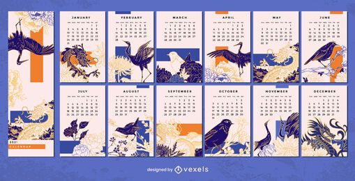 Chinese 2021 Calendar Design Vector Download