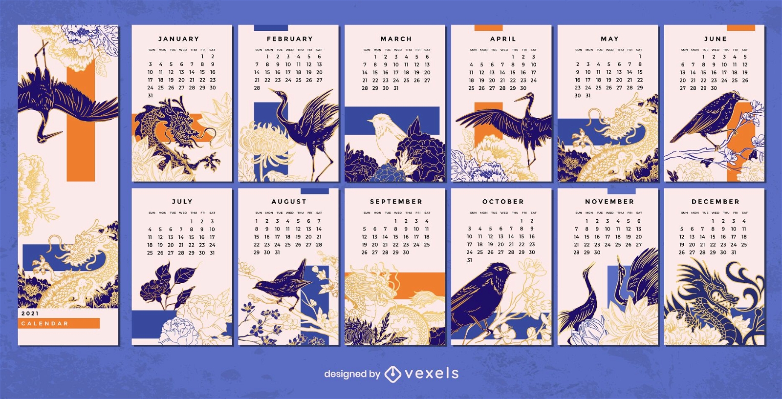 Diseño de calendario chino 2021