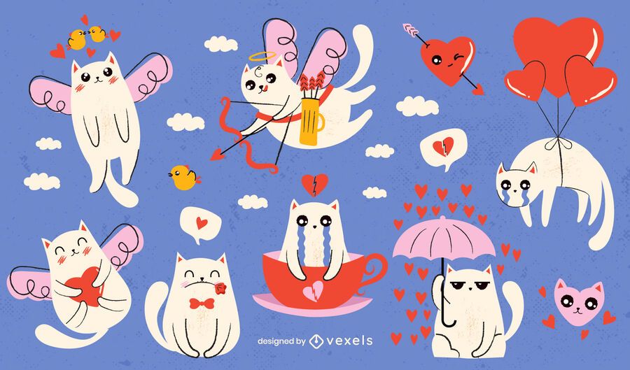Valentinstag Katzen Set Design Valentinstag Katzen Set Design