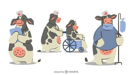 Cow nurse character set design