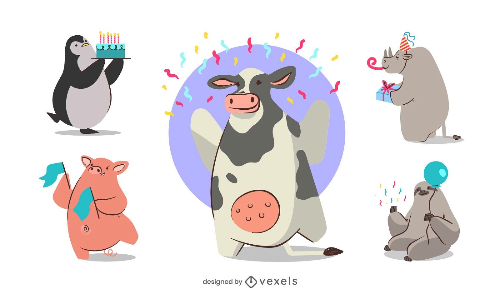 Desenhos de personagens de animais festeiros