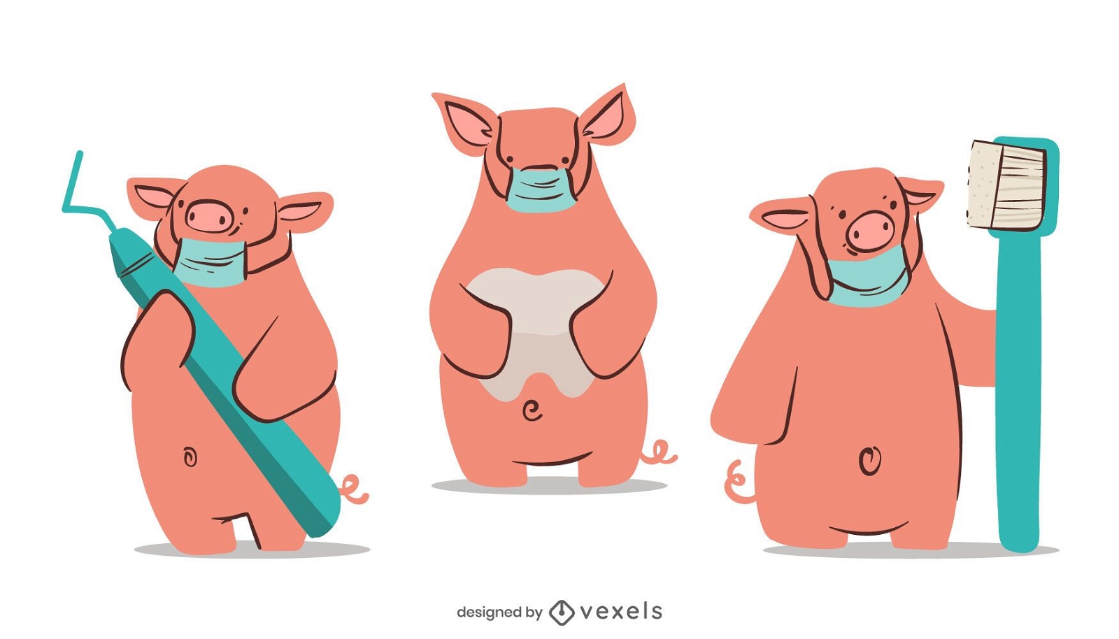 Dentist pig character set design