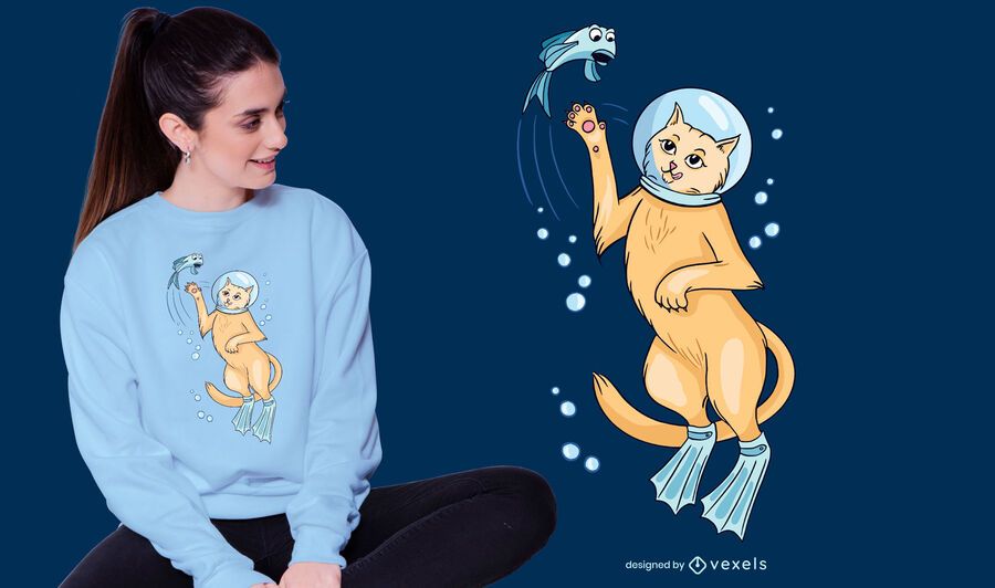 Design de camisetas Scuba Cat Design de camisetas Scuba Cat