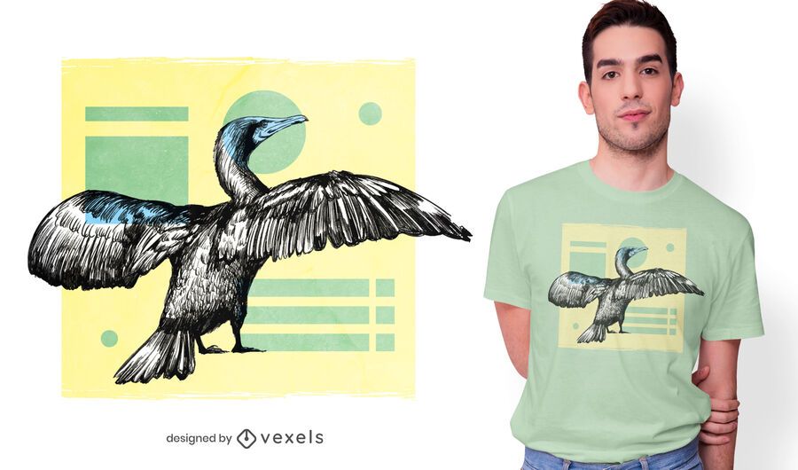Diseño de camiseta de pájaro cormorán Diseño de camiseta de pájaro cormorán