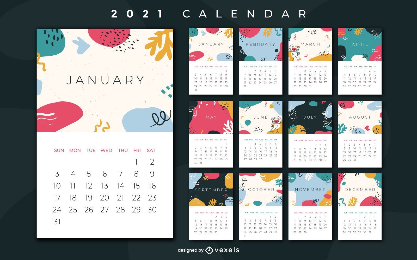Abstract 2021 calendar design