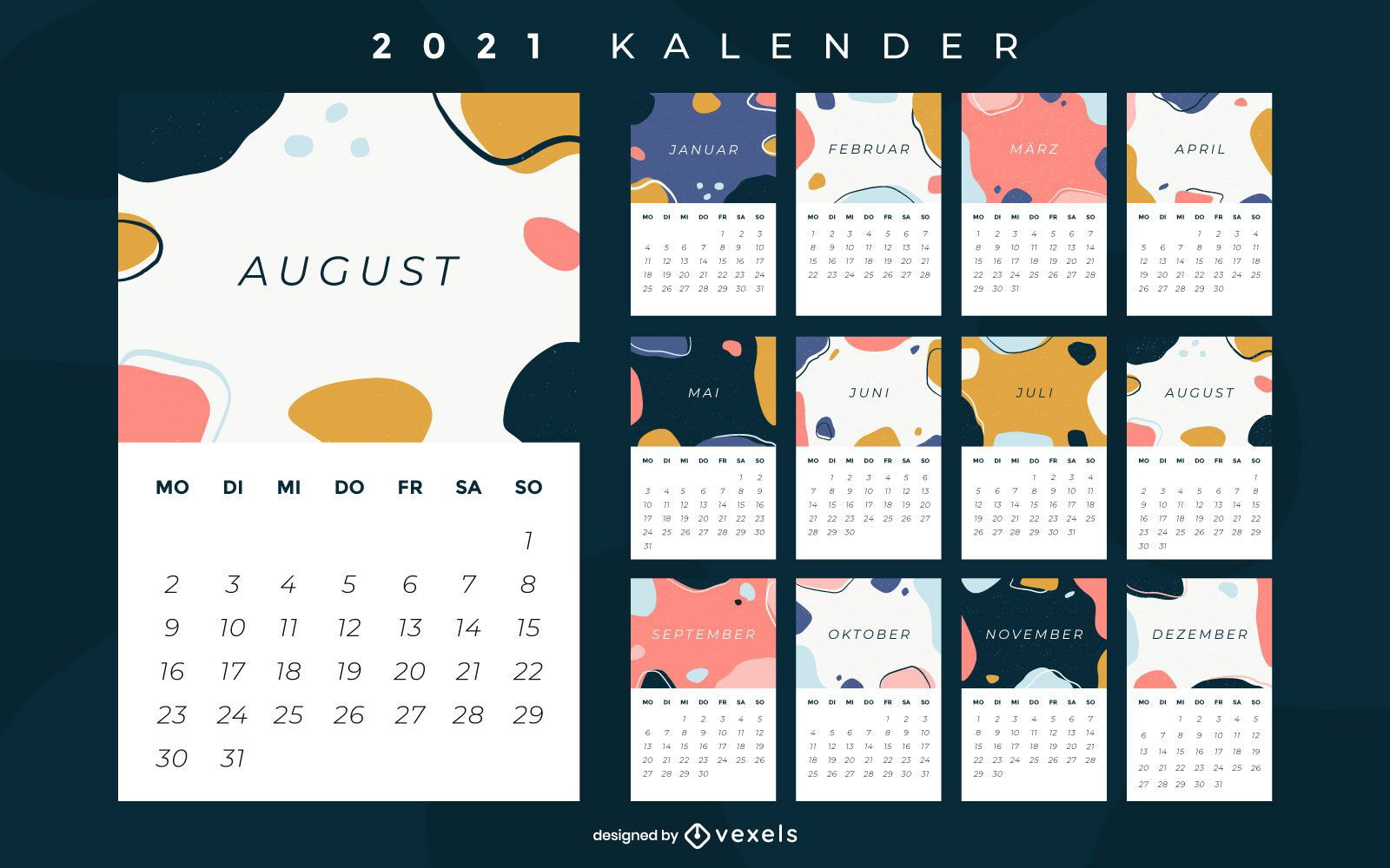 Abstract 2021 german calendar