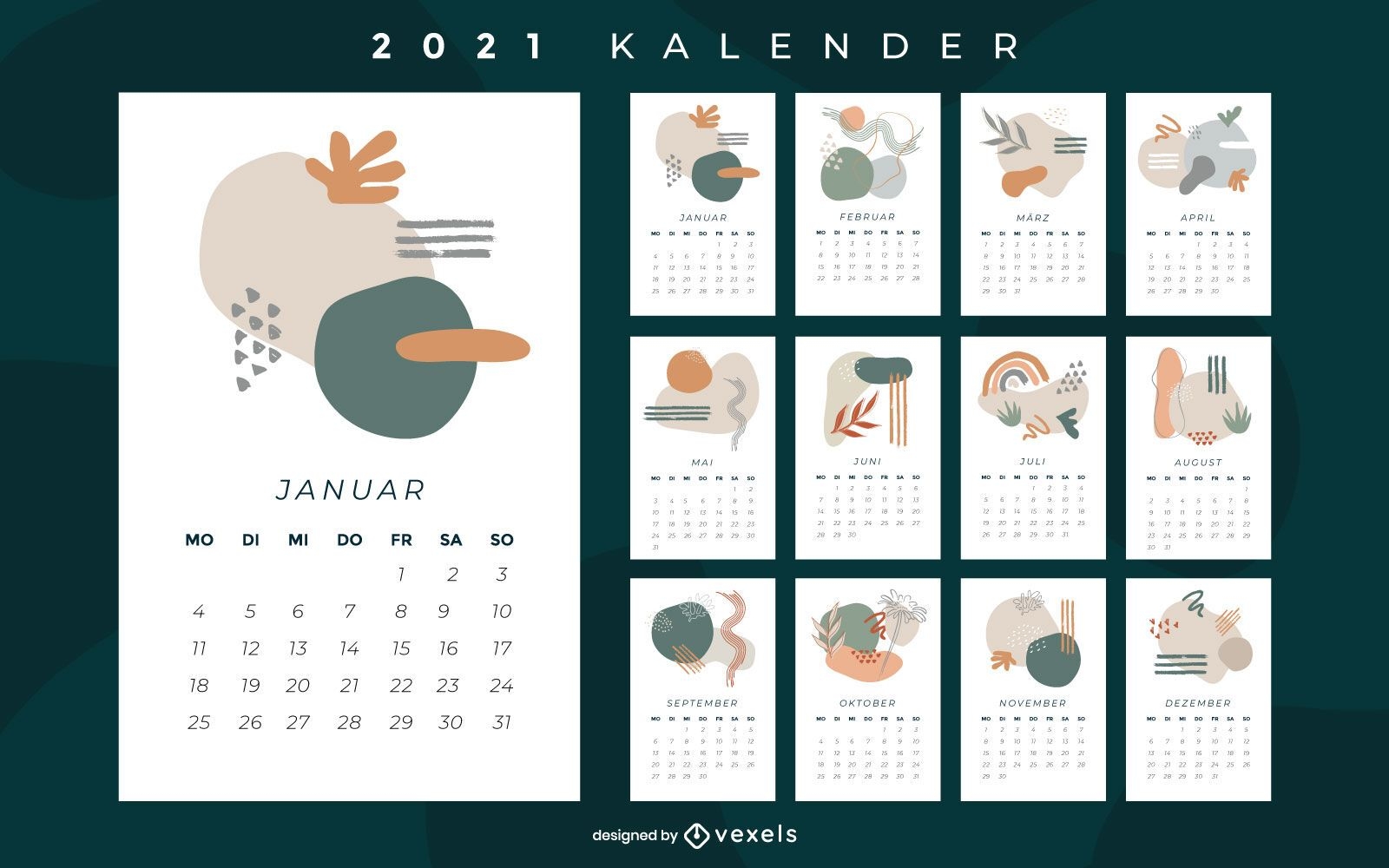 Projeto abstrato do calendário alemão 2021