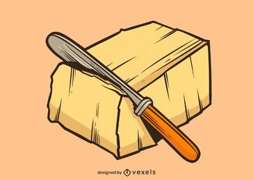 Diseño de ilustración de bloque de mantequilla