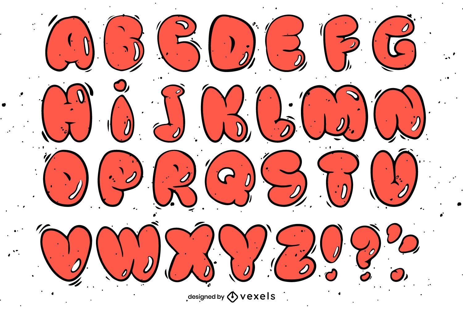 Conjunto de letras del alfabeto de graffiti