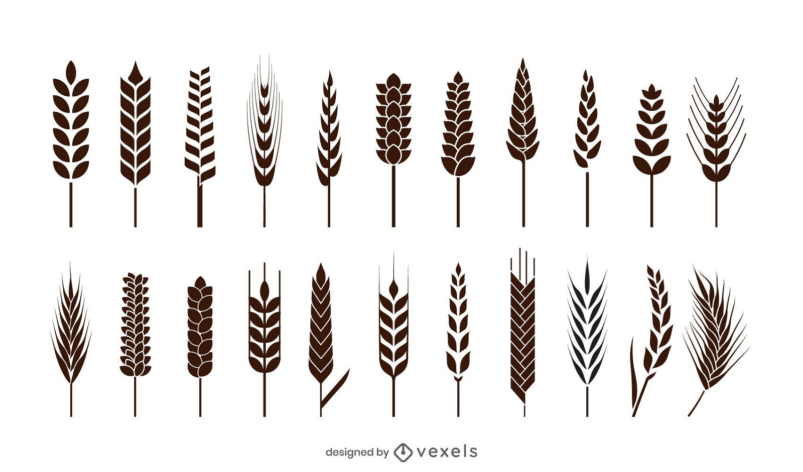 Wheat spikes icon set