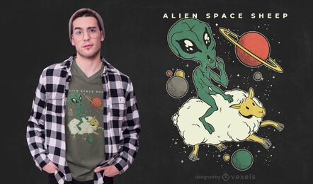 Diseño de camiseta de oveja espacial alienígena.