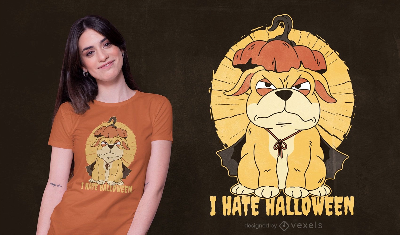 Design de camiseta de cachorro para o Halloween