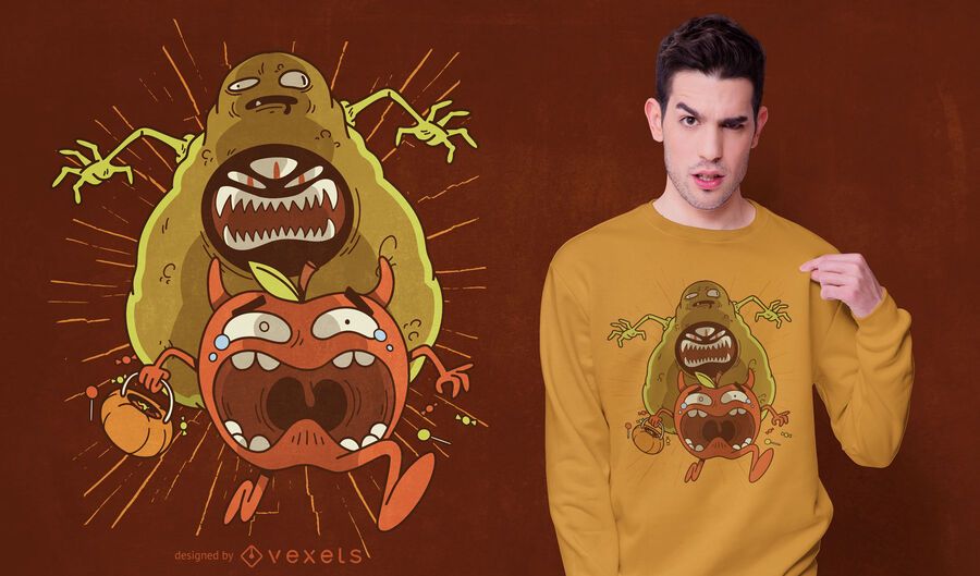 Diseño de camiseta de monstruo de aguacate. Diseño de camiseta de monstruo de aguacate.