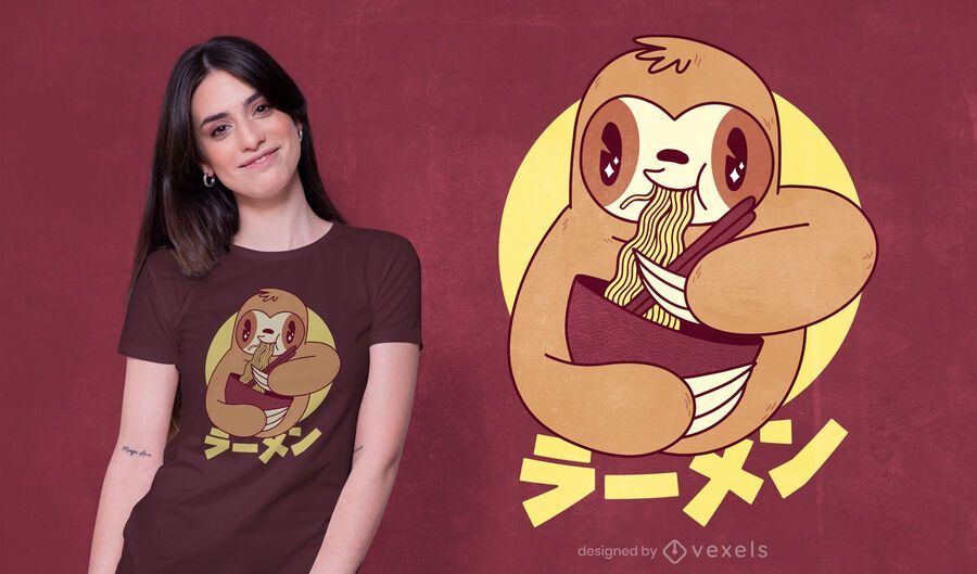 Design de camiseta de preguiça Ramen Design de camiseta de preguiça Ramen