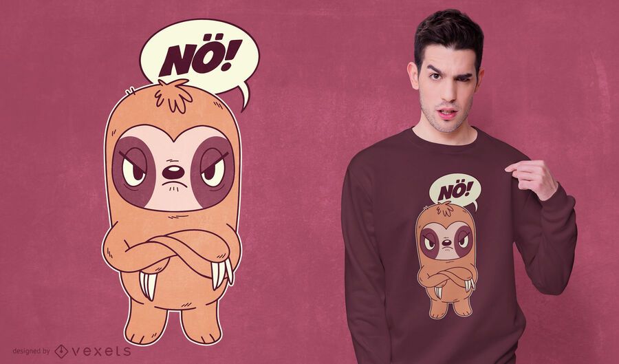 Diseño de camiseta de perezoso enojado Diseño de camiseta de perezoso enojado