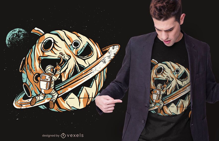 Design de t-shirt de planeta abóbora Design de t-shirt de planeta abóbora