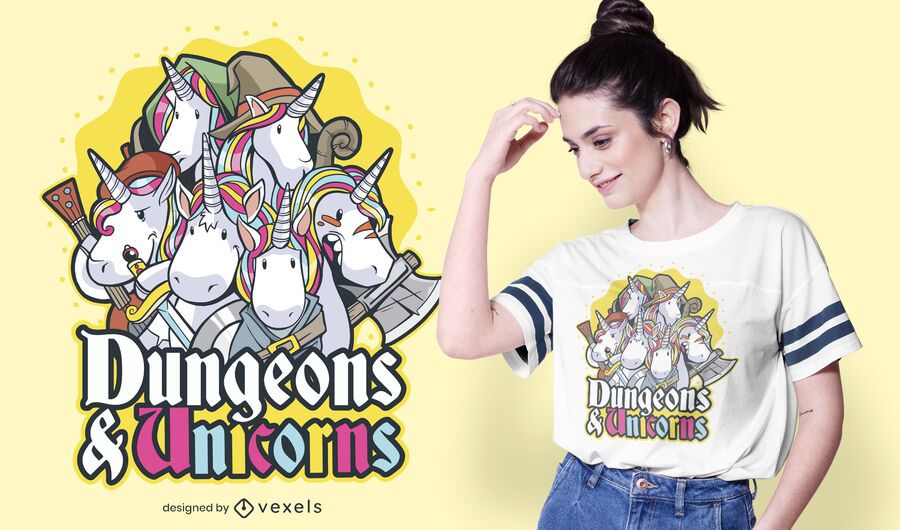 Diseño de camiseta de mazmorras y unicornios Diseño de camiseta de mazmorras y unicornios