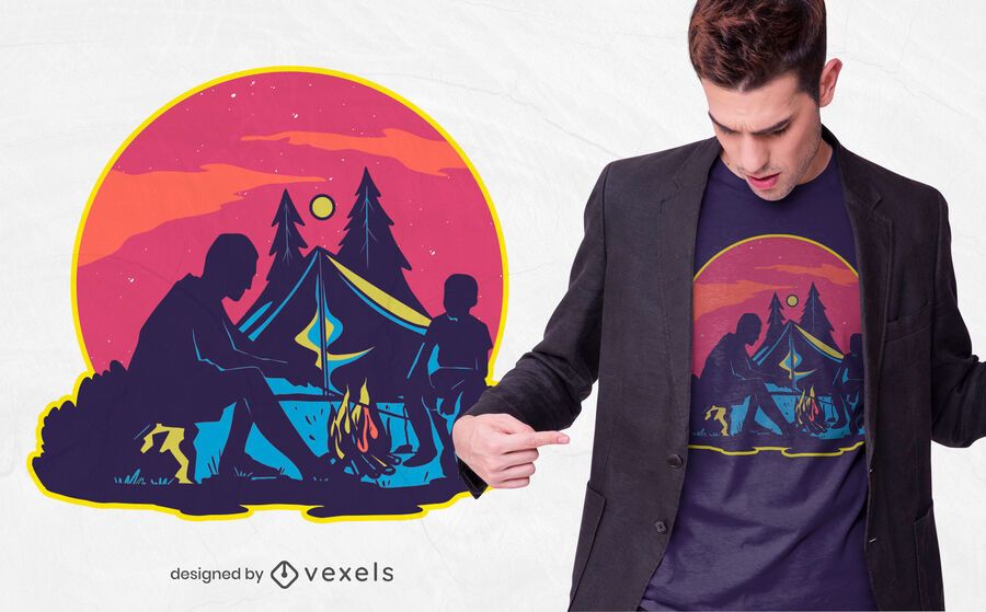 Diseño de camiseta de camping nocturno. Diseño de camiseta de camping nocturno.