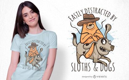 Design de t-shirt para cão a andar em preguiça