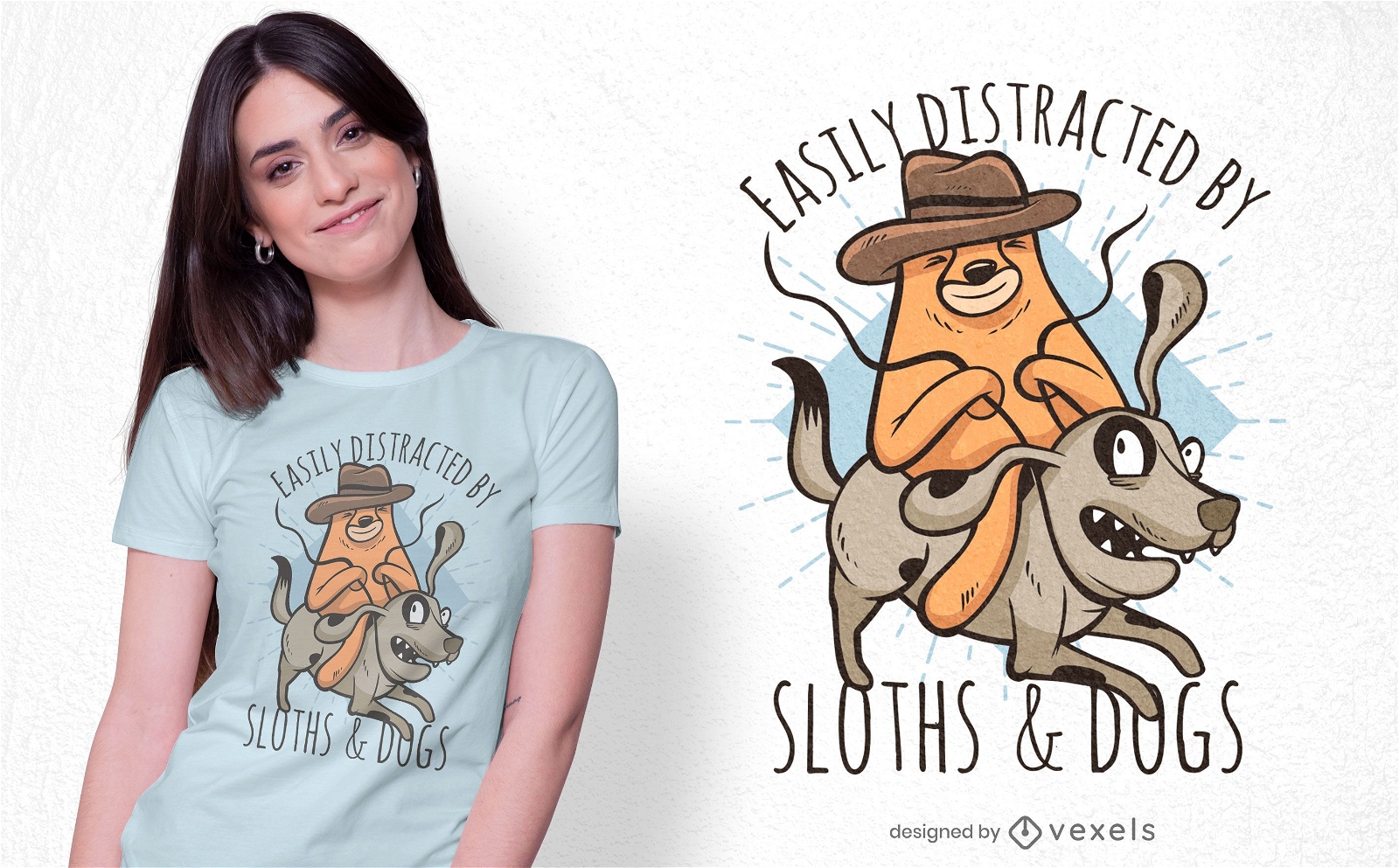 Sloth riding dog t-shirt design