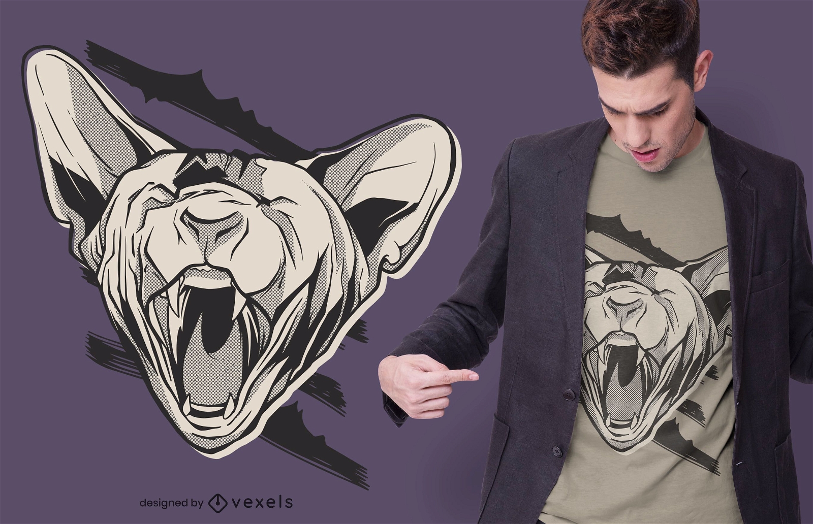 Design de t-shirt de gato esfinge zangado