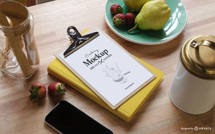 Cooking clipboard composition mockup Cooking clipboard composition mockup