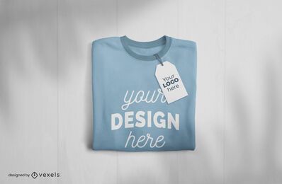 Folded t-shirt and tag mockup design Folded t-shirt and tag mockup design