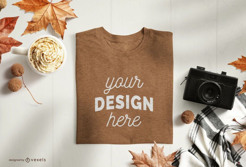 Diseño de maqueta de camiseta doblada de otoño Diseño de maqueta de camiseta doblada de otoño