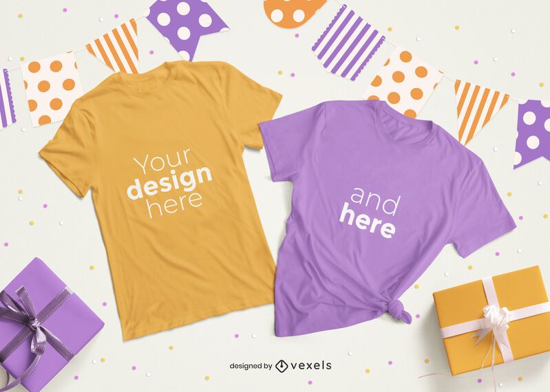 Conjunto de composição de maquete de camiseta de festa Conjunto de composição de maquete de camiseta de festa