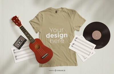 Composición de maqueta de camiseta de música