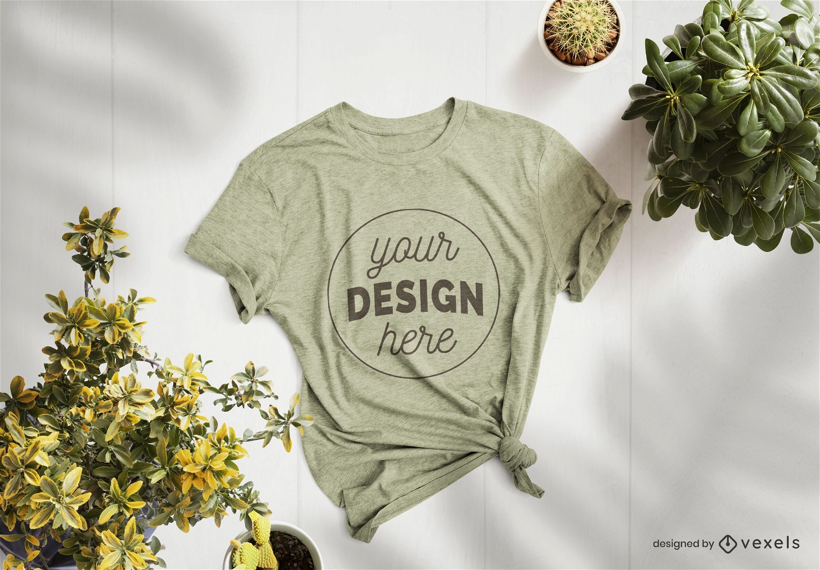 Composição de maquete de t-shirt de plantas
