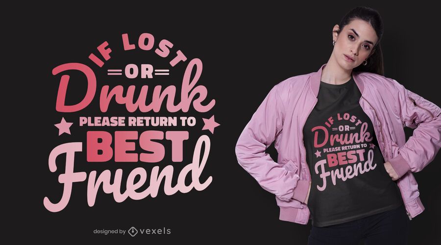 Design de camiseta perdida ou bêbada Design de camiseta perdida ou bêbada
