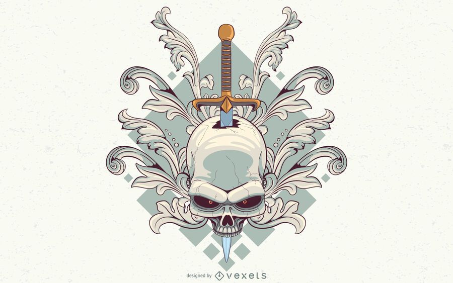 Swirls skull illustration design Swirls skull illustration design