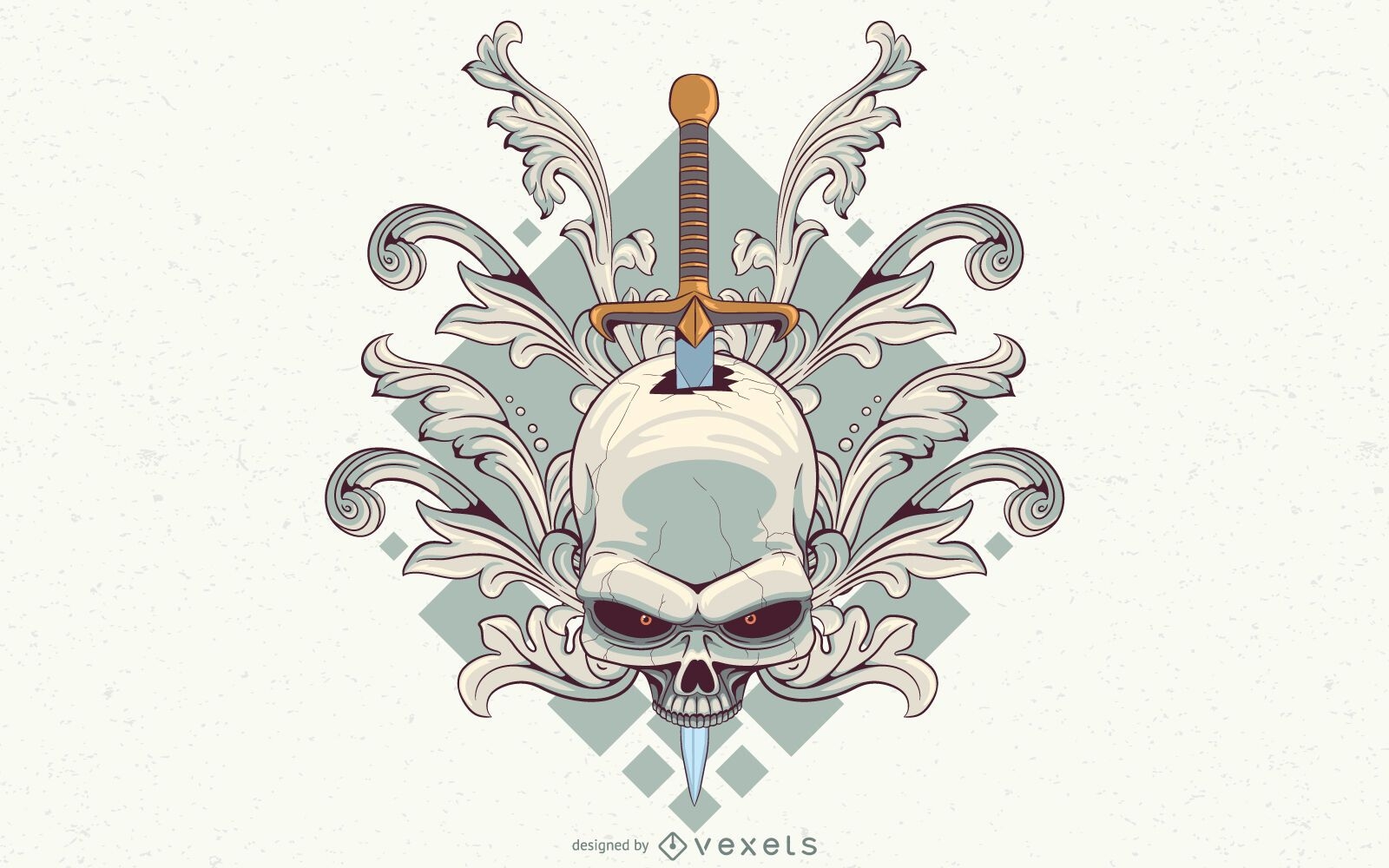 Swirls skull illustration design